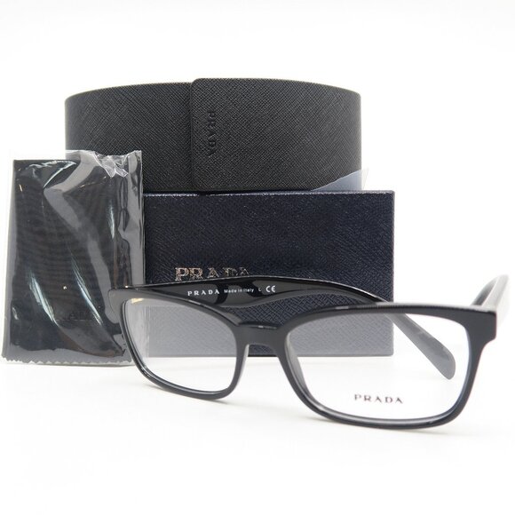Prada VPR 18T 1AB-1O1 53mm Black Rectangle New Women's Eyeglasses Frames. - Picture 1 of 8